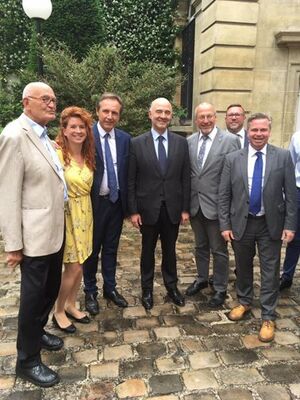 Christophe Rouillon and Pierre Moscovici with members of the Bureau of PES Local